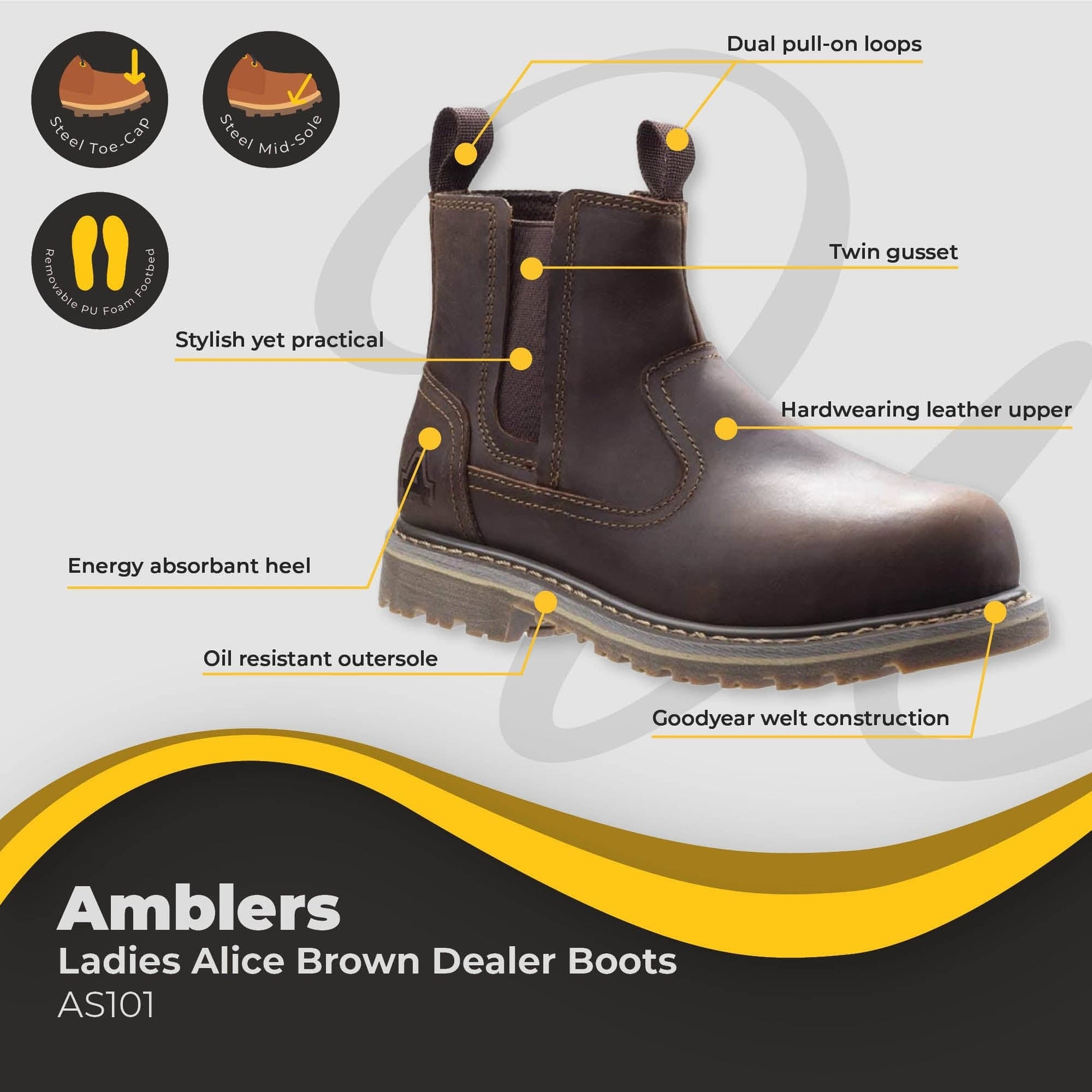 amblers alice ladies brown dealer boot as101 dd318 03 boot