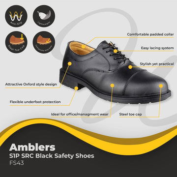 Amblers S1P SRC Black Safety Shoe FS43