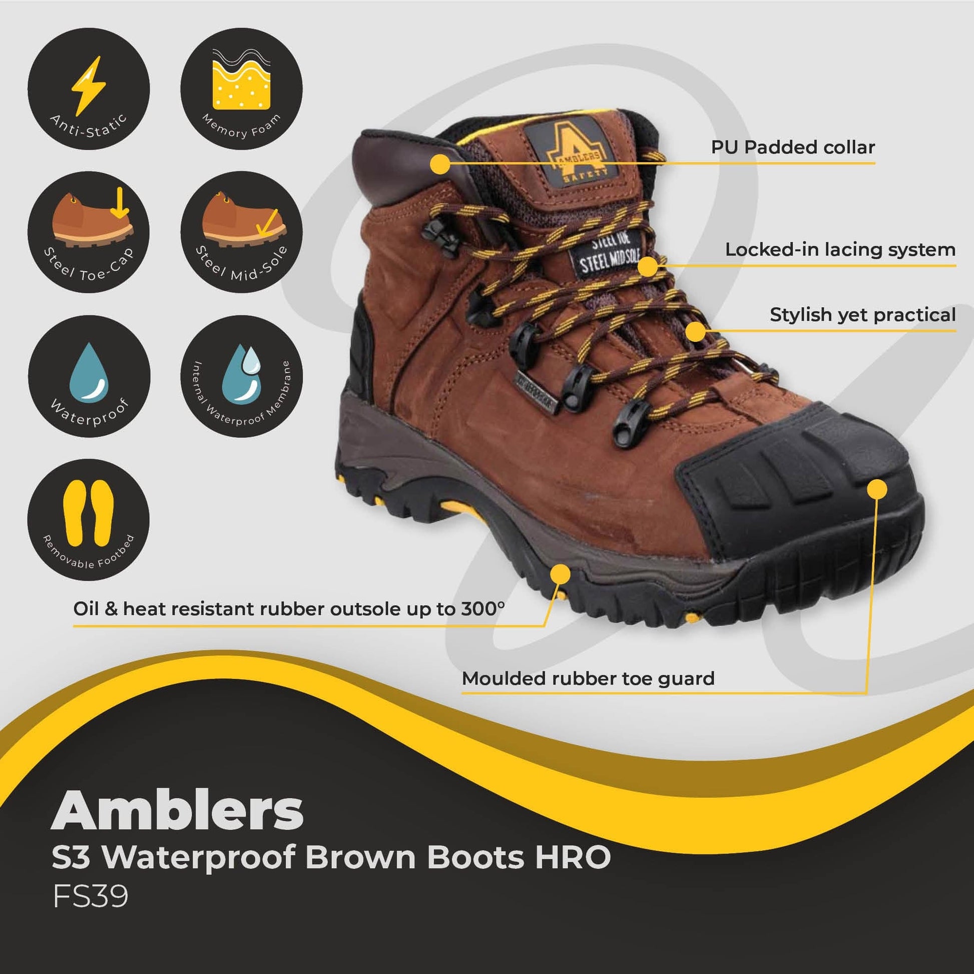 amblers waterproof brown boots s3 hro fs39 dd420 06