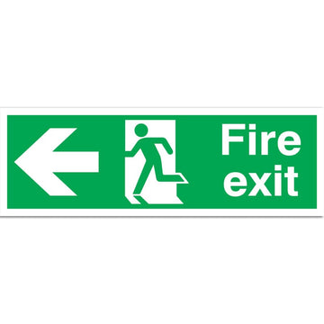 Fire Exit with Symbol & Arrow 150 x 450mm - Left