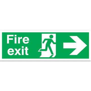 Fire Exit with Symbol & Arrow 150 x 450mm - Right