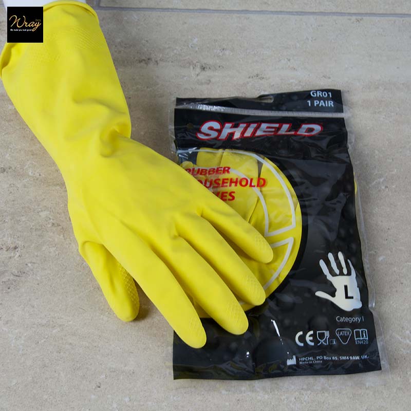 household rubber gloves yellow