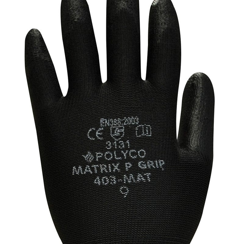 polyco black matrix p grip glove x144 detail