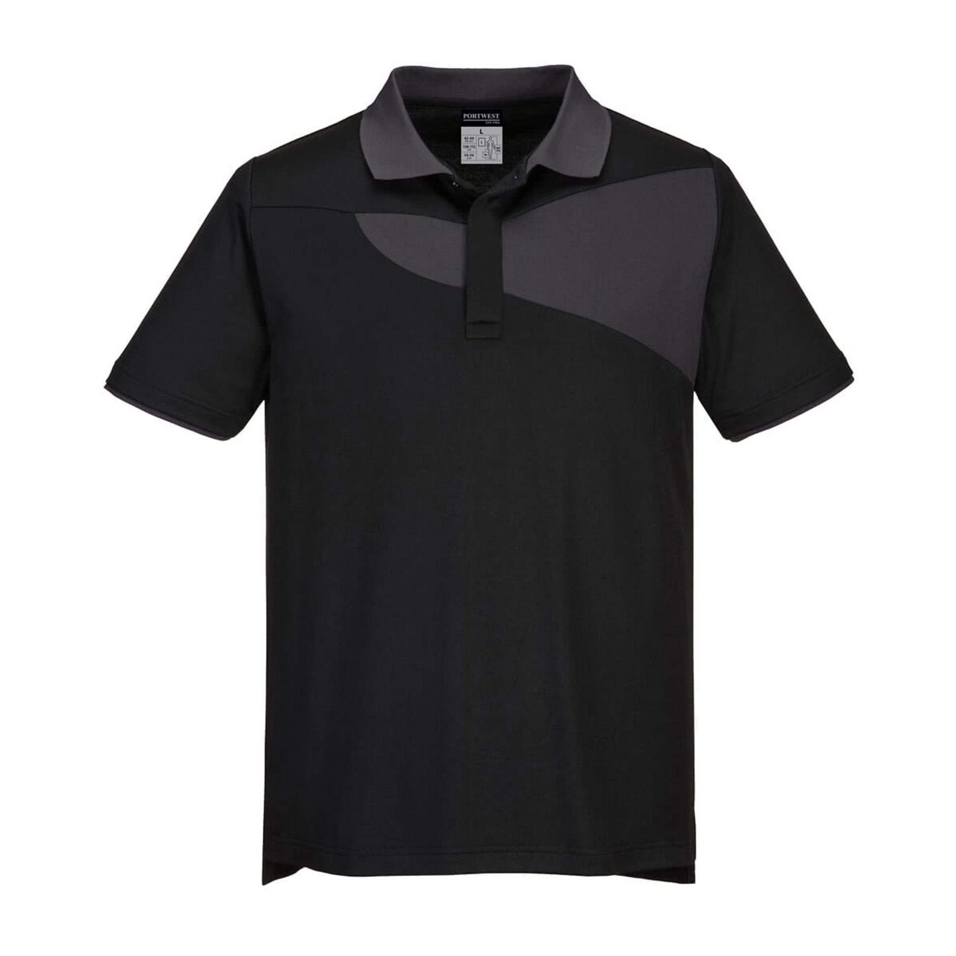 Portwest PW2 Cotton Comfort Polo Shirt PW210 Black/Zoom Grey
