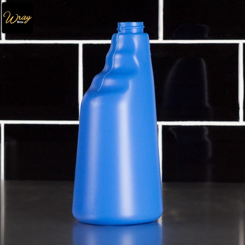 blue cleaning chemical trigger bottle