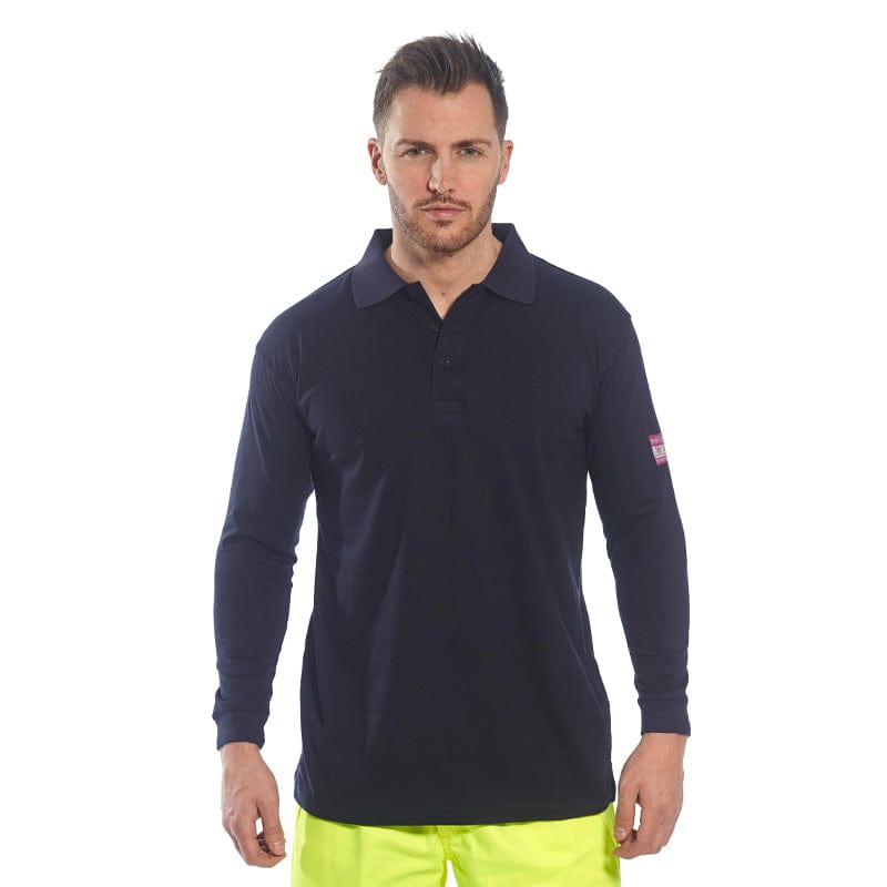 flame resistant anti static long sleeve polo shirt fr10