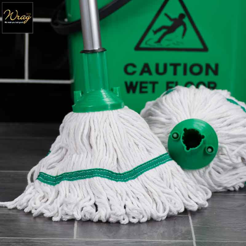 green looped colour coded mop head