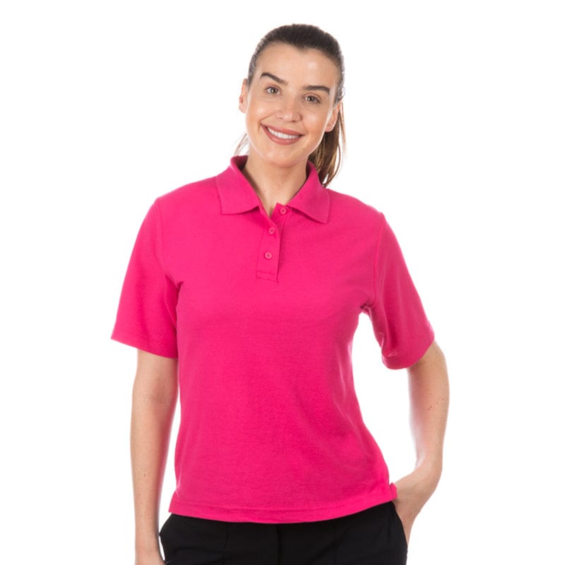 hot pink ladies polo shirt uc106