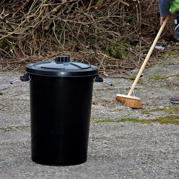 Black Refuse Bin 90L with Lid and Clip