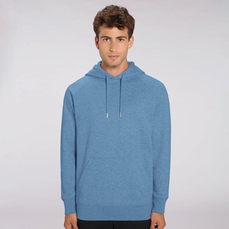 mid heather blue organic mens hoodie