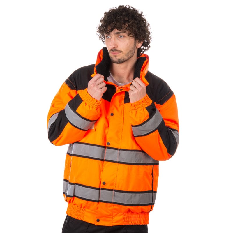 KwikSafety Reflective Bomber Jacket - Hi Vis Insulated Work Jacket Men's