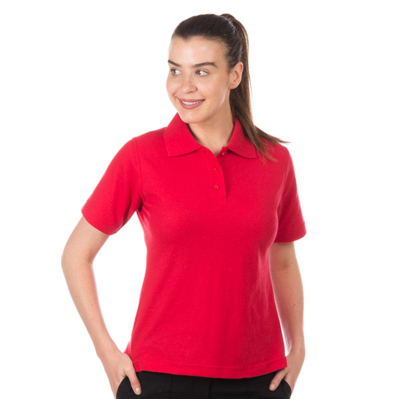 red tailored womens polo