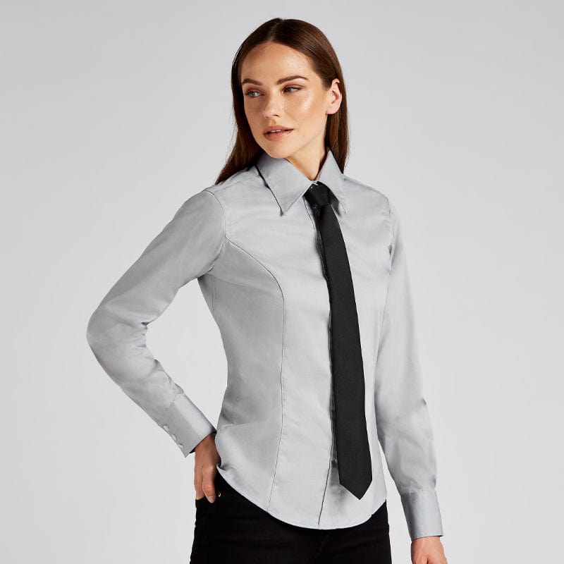 Kustom Kit Womens/Ladies Mandarin Collar Fitted Long Sleeve Shirt White 18