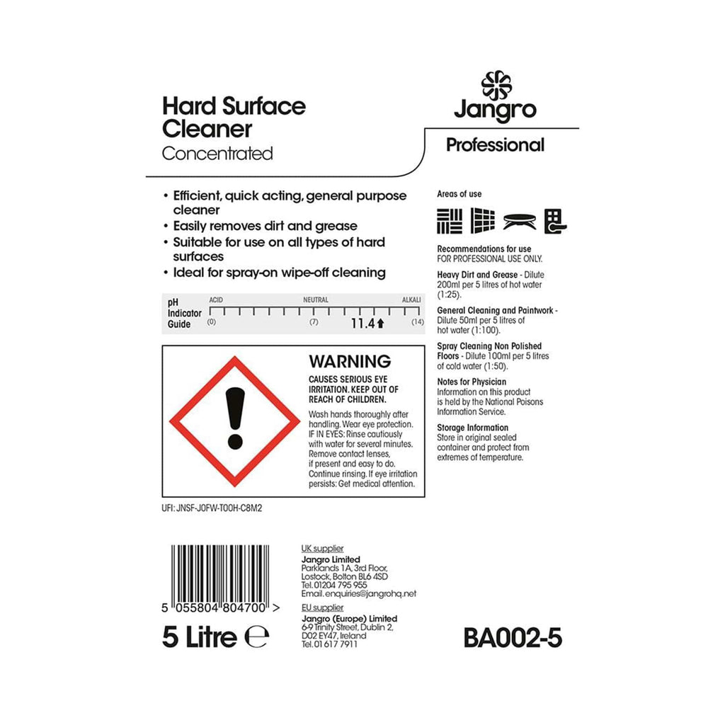 instructions for hard surface cleaner