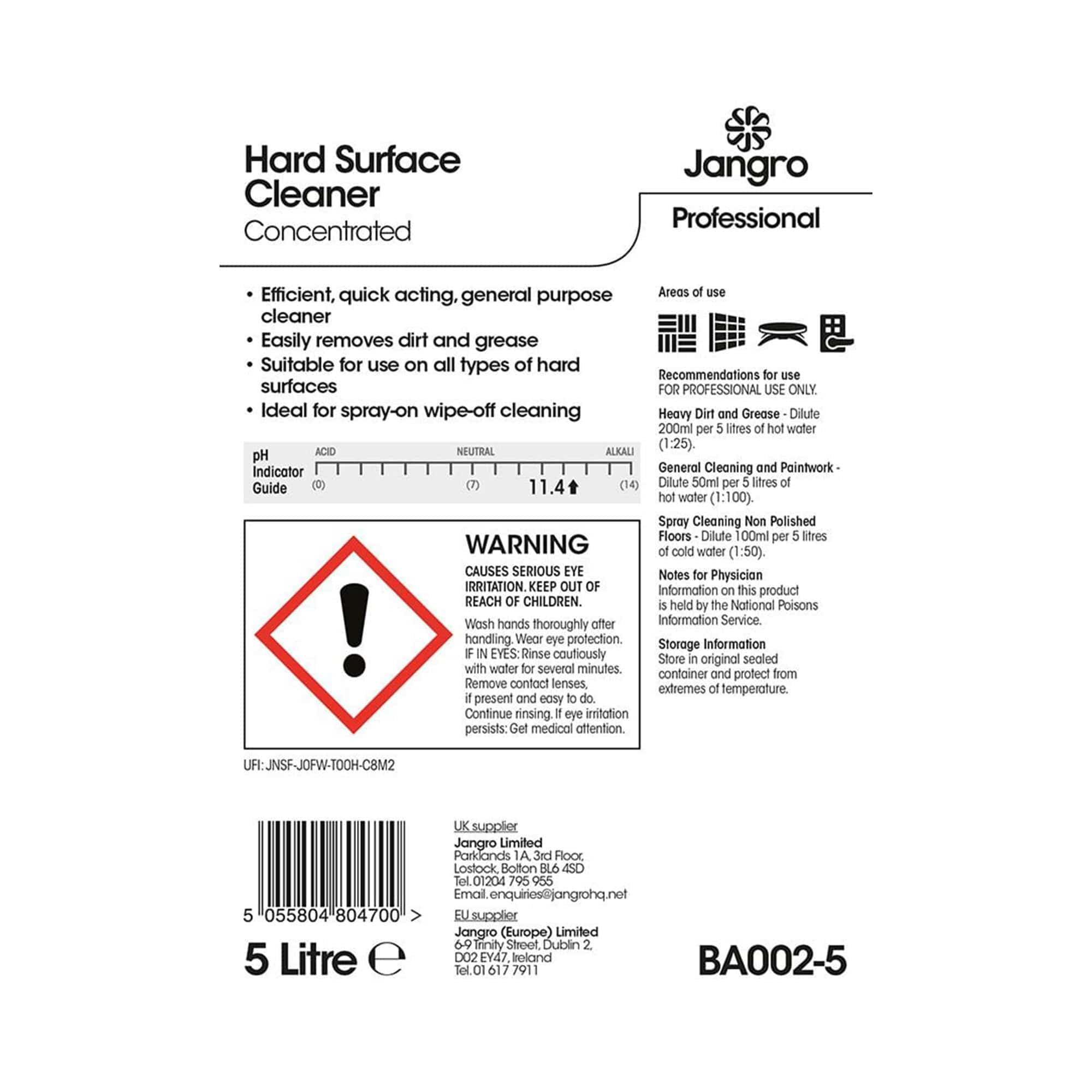 instructions for hard surface cleaner