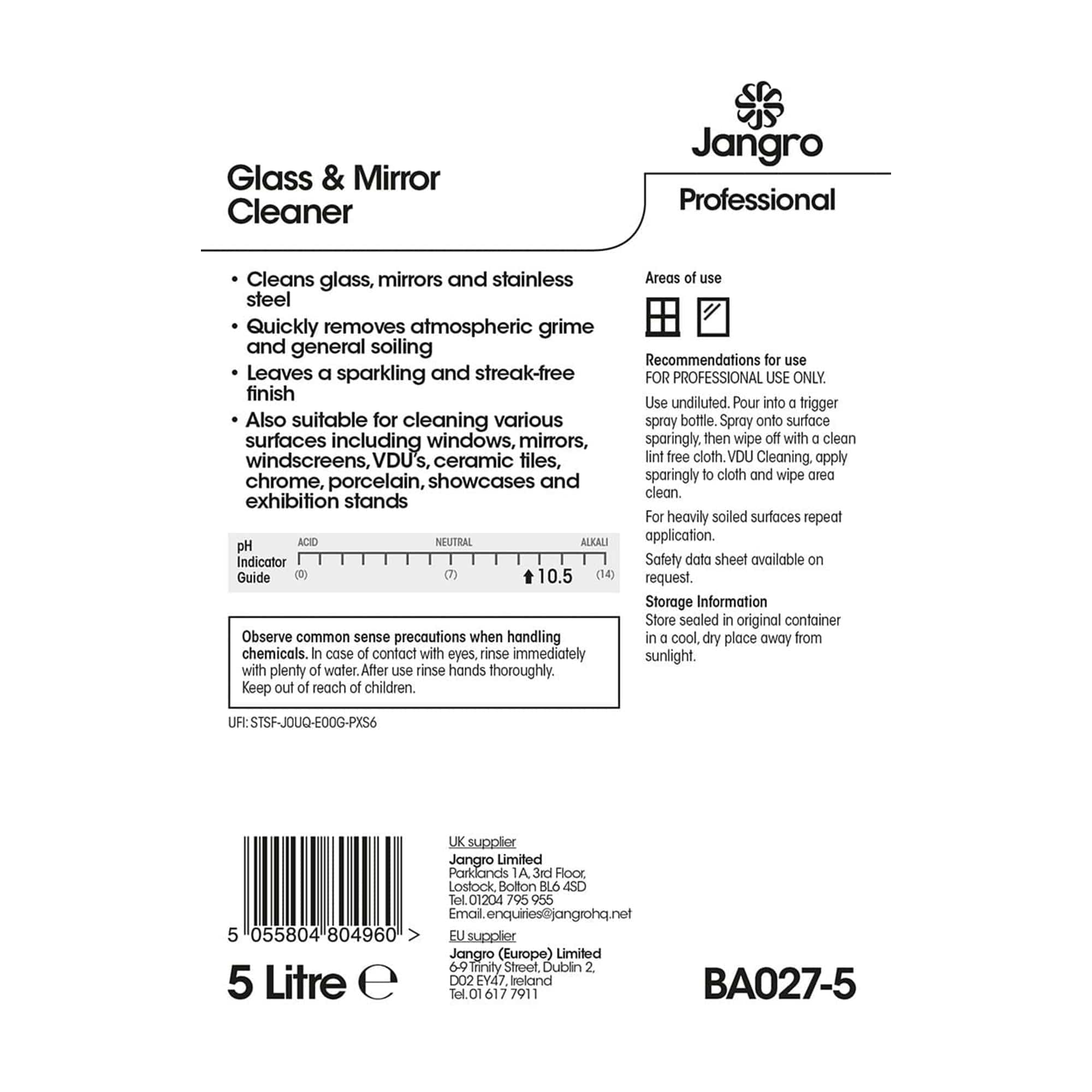 BA027-5 5 litre glass and mirror cleaner