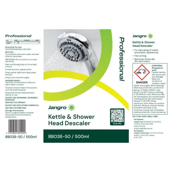 jangro kettle and shower head descaler