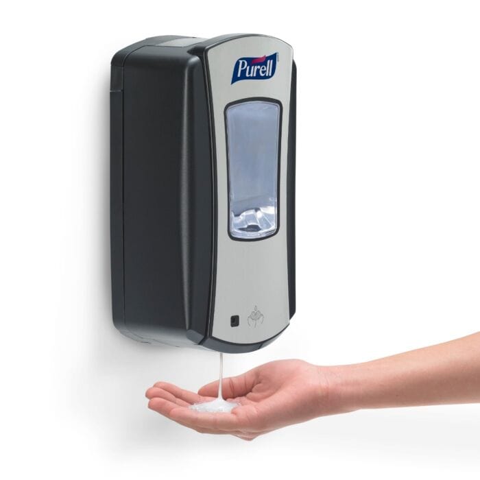 Action shot of hand using Purell LTX-12 Dispenser 1200ml