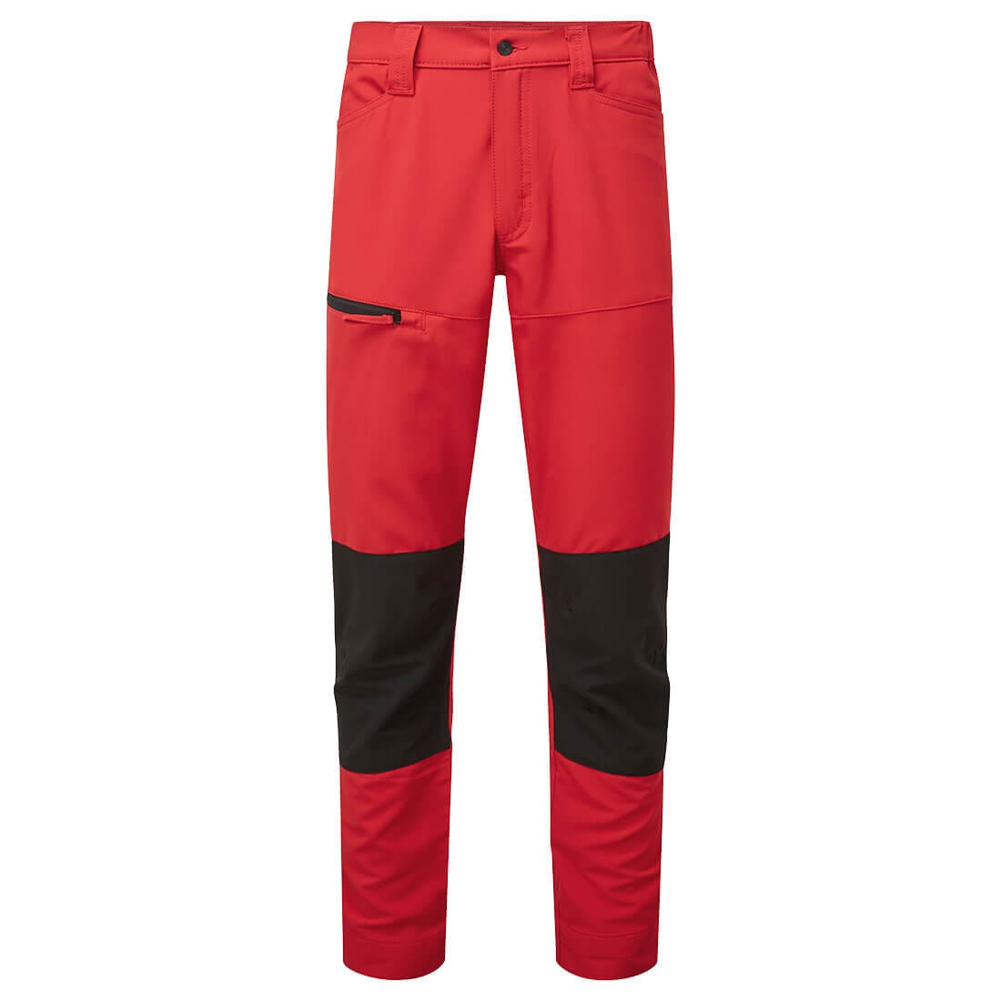 Red and black pants on a white background