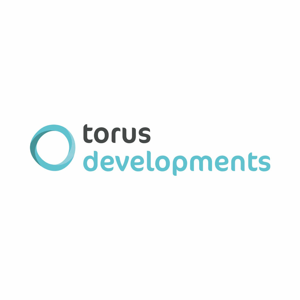 Torus Developments light blue logo on a white background