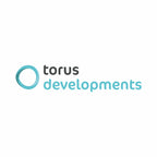 Torus Developments light blue logo on a white background