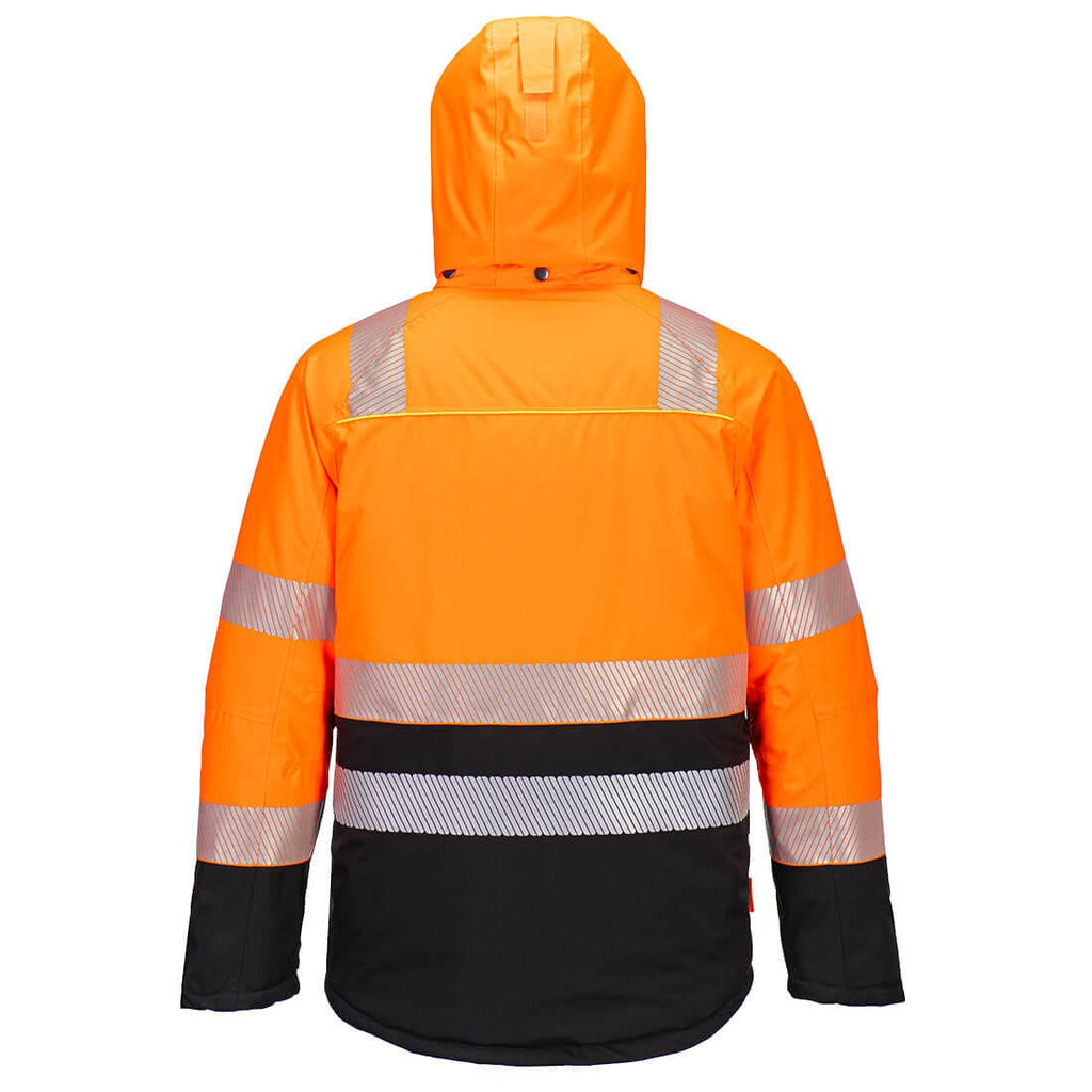 orange and black reflective portwest jacket