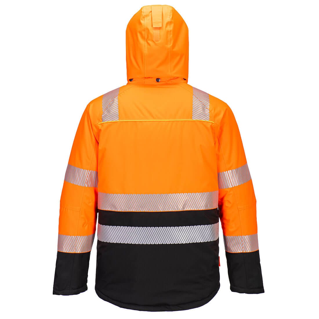 orange and black reflective portwest jacket