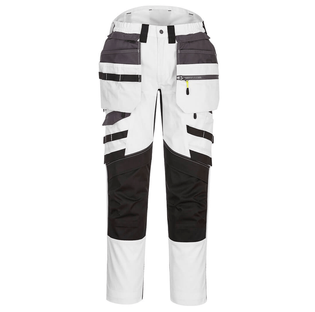 The **DX4 Detachable Holster Pocket Trousers** feature 4-way stretch fabric, ripstop durability, zip-off holster pockets, multiple storage options, and a stretch crotch gusset for maximum flexibility and comfort. Ideal for demanding work environments.