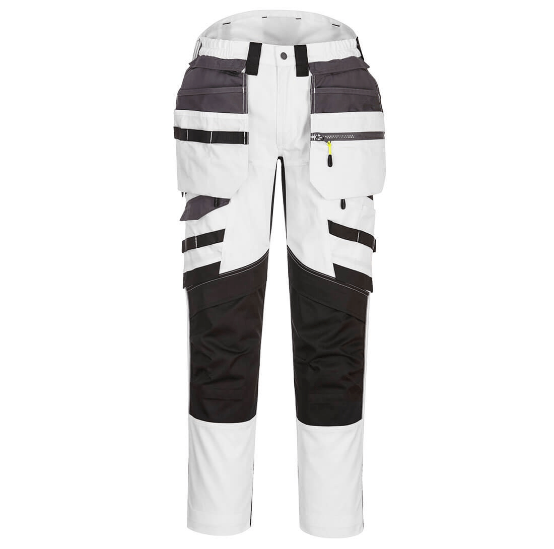 The **DX4 Detachable Holster Pocket Trousers** feature 4-way stretch fabric, ripstop durability, zip-off holster pockets, multiple storage options, and a stretch crotch gusset for maximum flexibility and comfort. Ideal for demanding work environments.