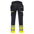 DX4 Hi-Vis Detachable Holster Pocket Class 1 Trousers with 4-way stretch fabric, adjustable knee pads, multiple utility pockets, and reflective tape for enhanced visibility and comfort.