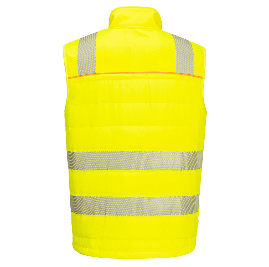 The DX4 Hi-Vis Hybrid Baffle Bodywarmer in YELLOW and BLACK combines high visibility with a modern design. It features a baffle quilted design for insulation and a durable, water-resistant outer layer. The bodywarmer is designed to keep the wearer warm and visible in challenging conditions, while offering comfort and flexibility. With its contrasting colors, it enhances safety and ensures practicality for work environments.