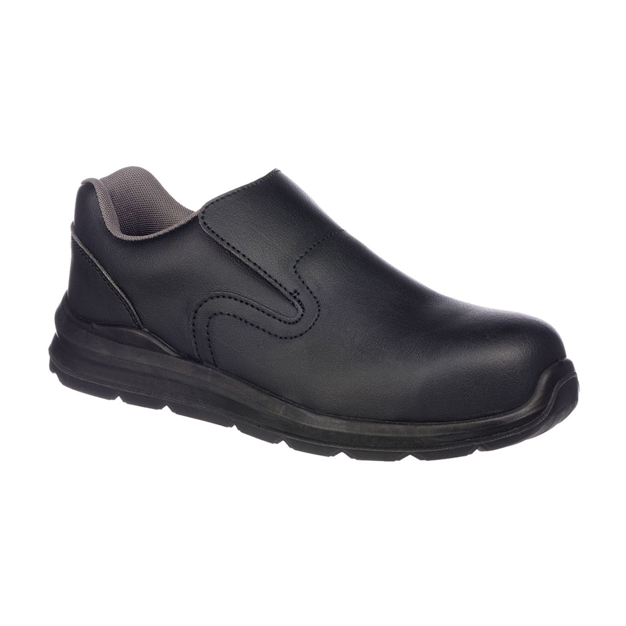 portwest black slip on safety shoe