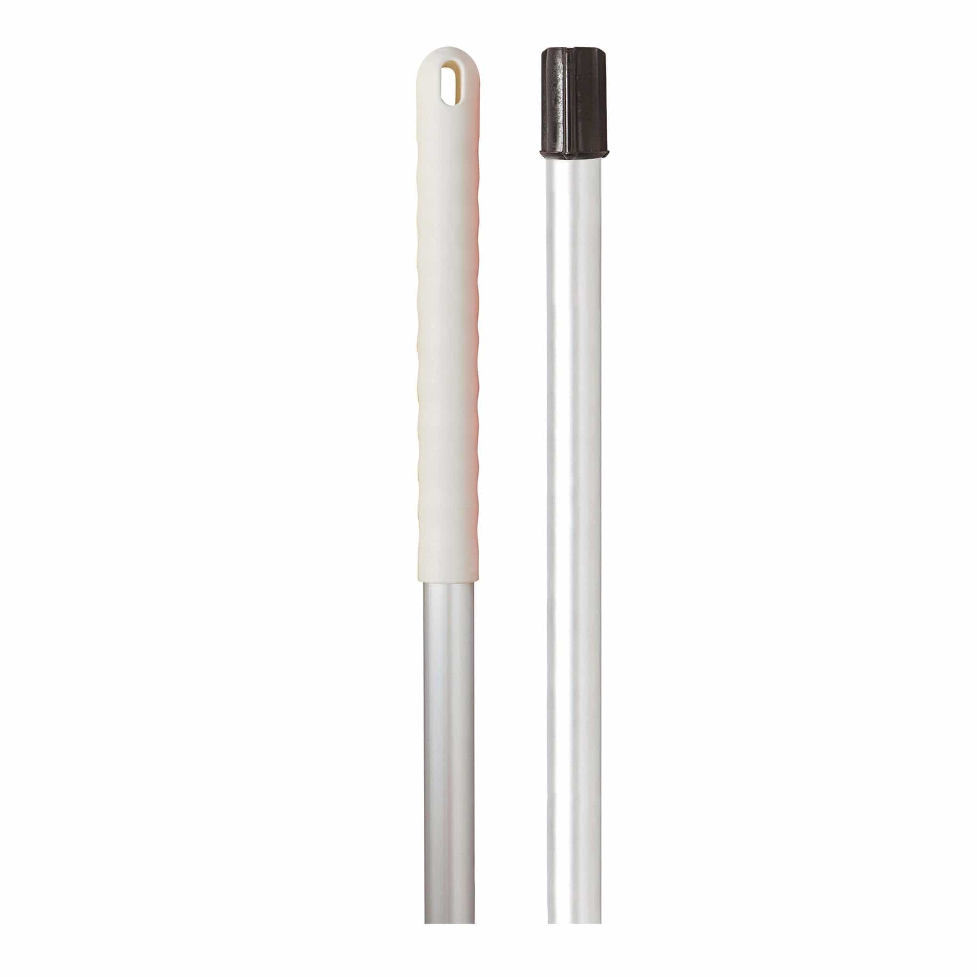 Jangro Exel aluminum mop handle with white grip, suitable for Exel socket systems and color-coded cleaning.