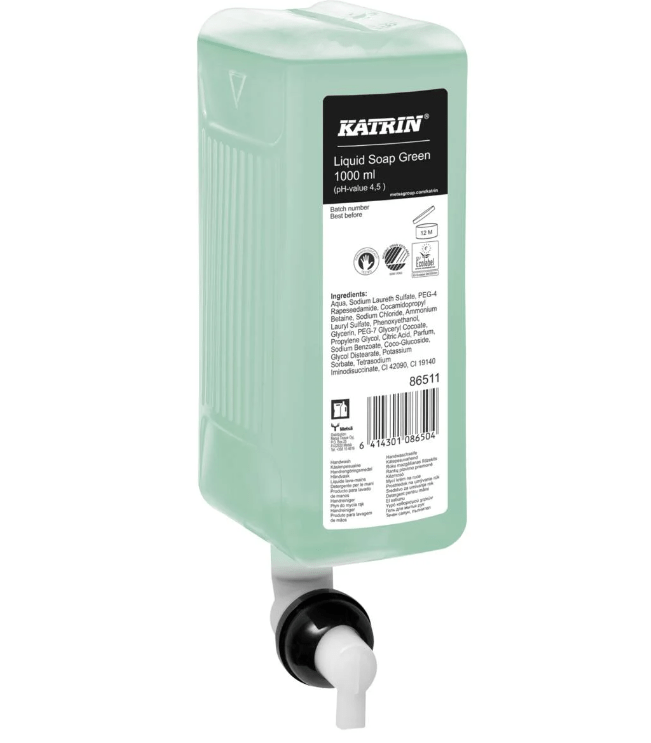 A 1 litre bottle of Katrin Liquid Soap GREEN