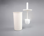 enclosed toilet brush set against a grey background