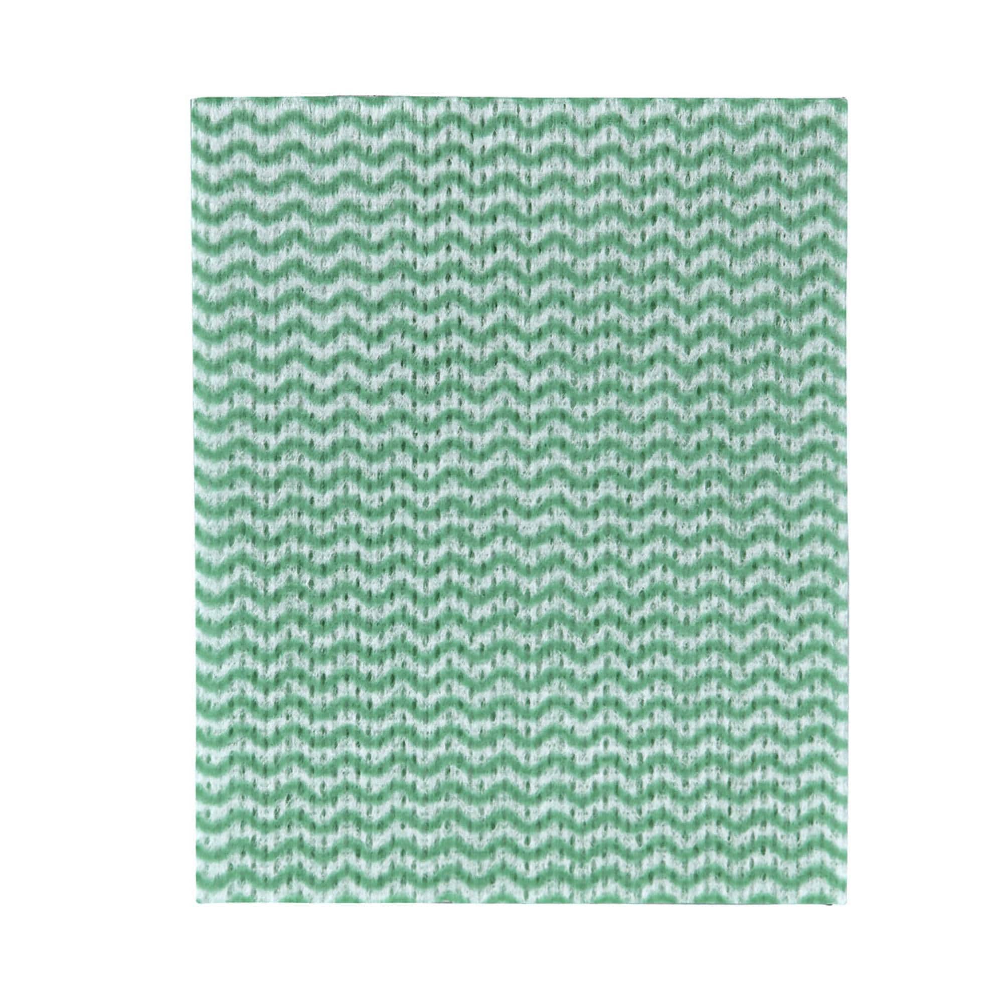 Cleaning cloth featuring a chevron pattern in green with white fade effect creating gentle wavy stripes