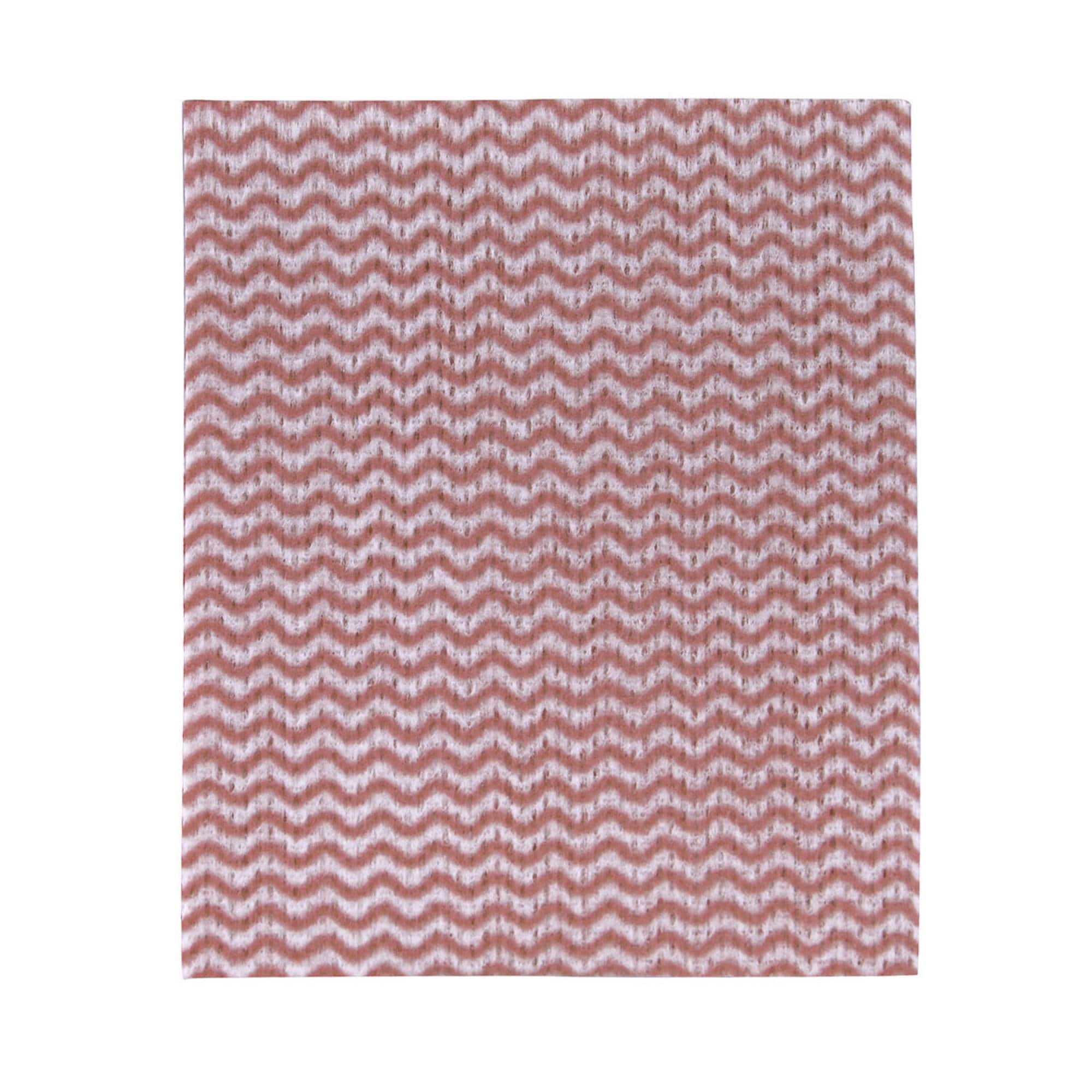 Cleaning cloth featuring a chevron pattern in red with white fade effect creating gentle wavy stripes