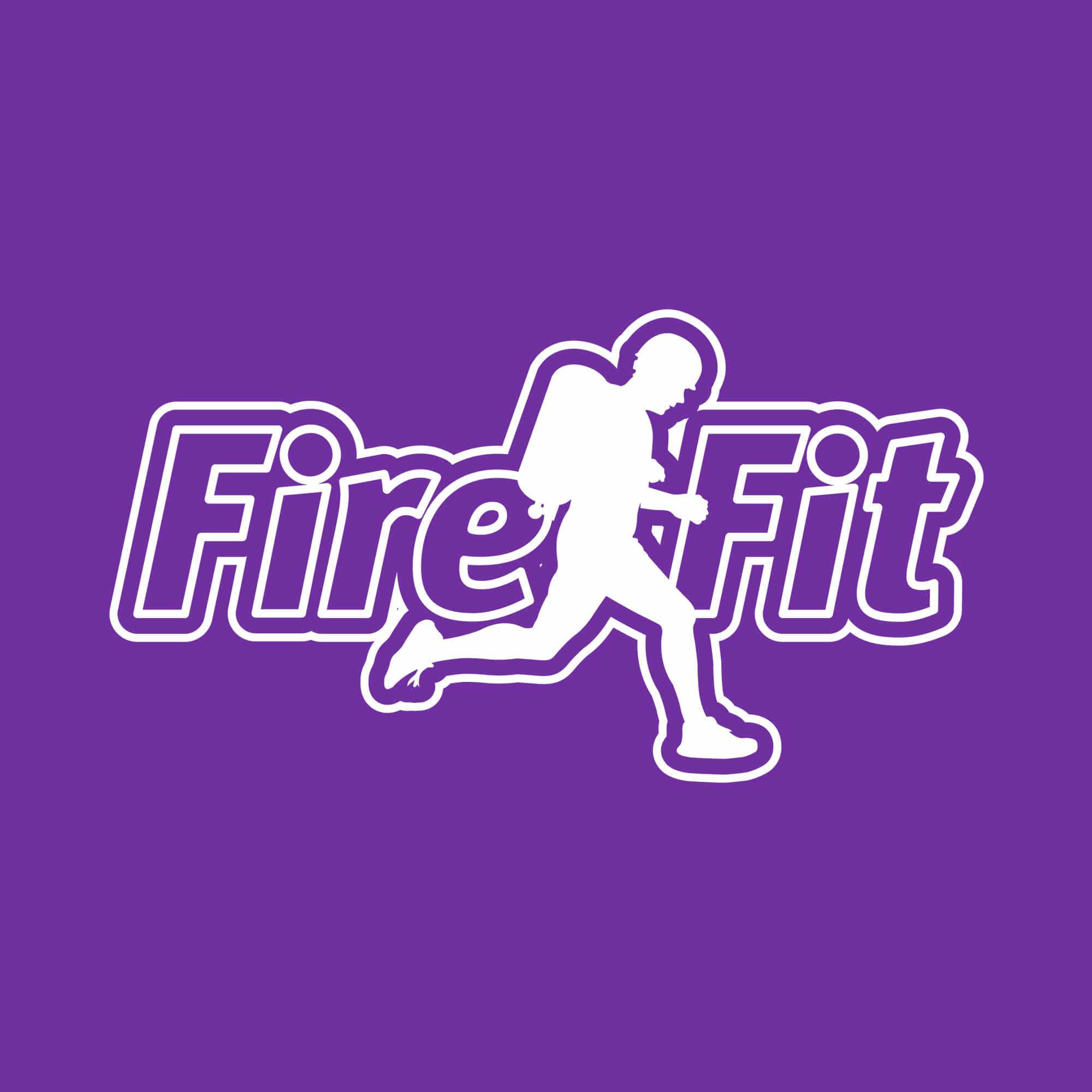 FireFit logo with a running person silhouette on a purple background