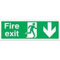 Fire Exit Run Man Arrow Down Rigid 150 x 450mm