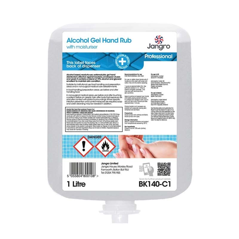 alcohol gel hand rub cartridge 6x1l