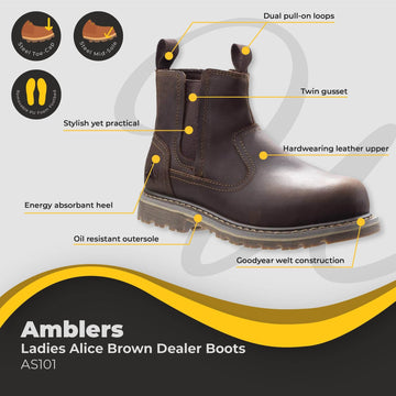 Amblers Alice Ladies Brown Dealer Boot AS101