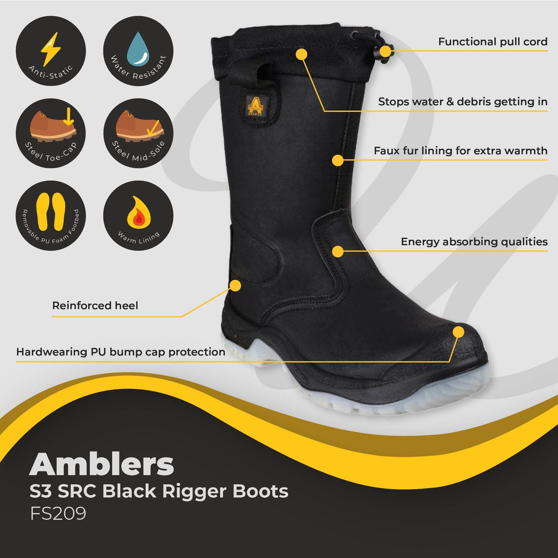 amblers black rigger boots s3 src fs209 dd380 0