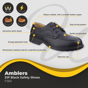 Amblers Black Safety Shoe S1P FS65