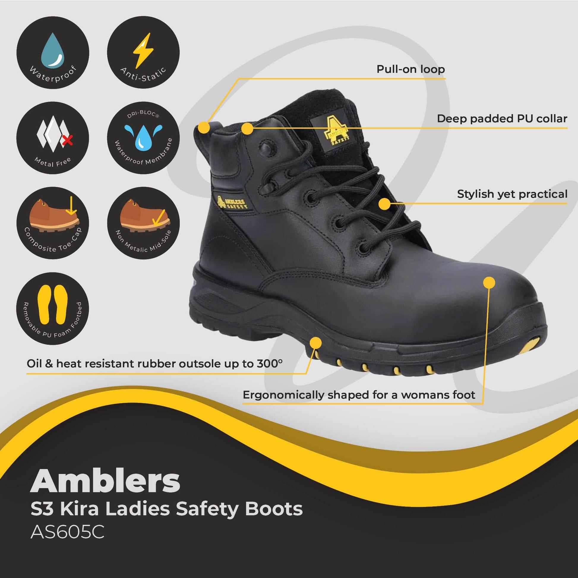 amblers kira ladies safety boots s3 as605c