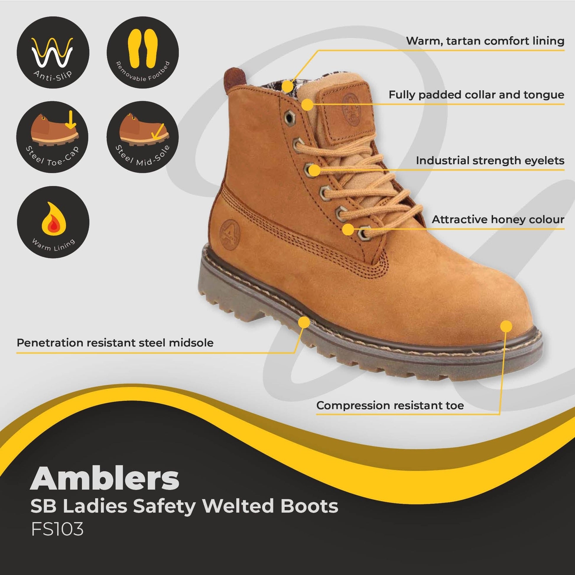 amblers ladies safety welted boot sb fs103 dd310 boot