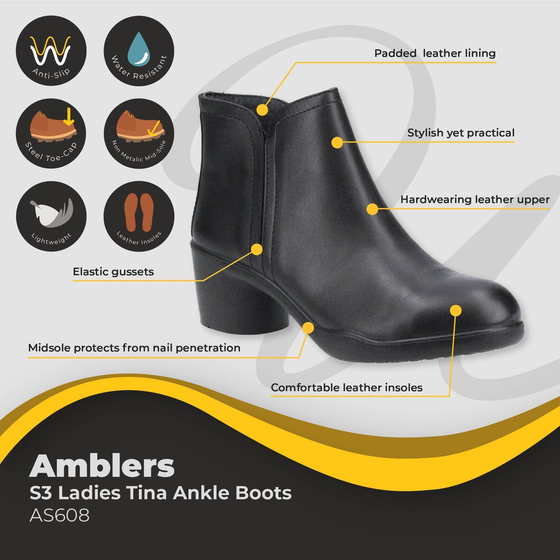 amblers ladies tina ankle boots s3 as608 dd406 bk 03