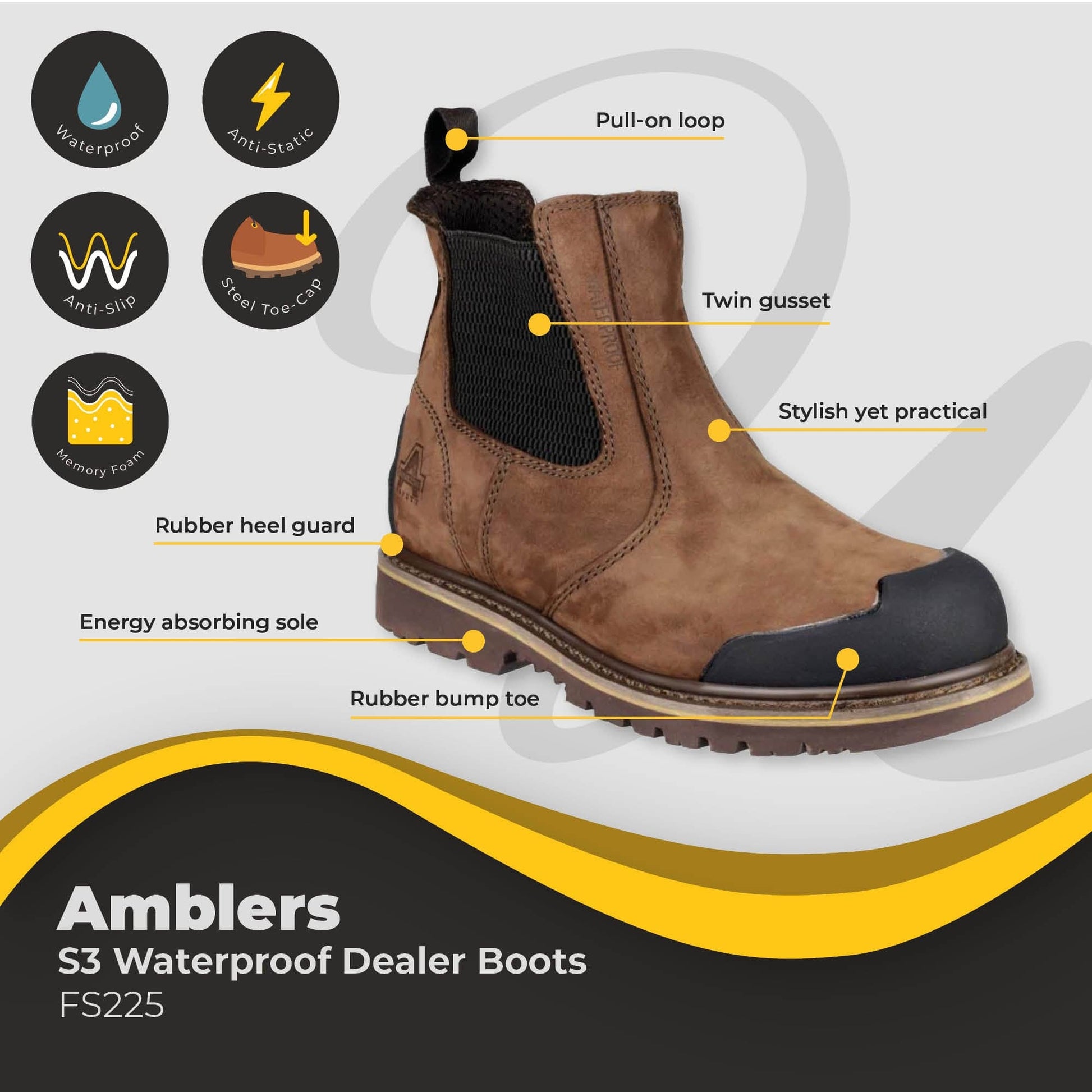 amblers s3 waterproof dealer safety boot fs225