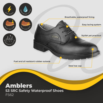 Amblers Safety Waterproof Shoe Black S3 SRC FS62