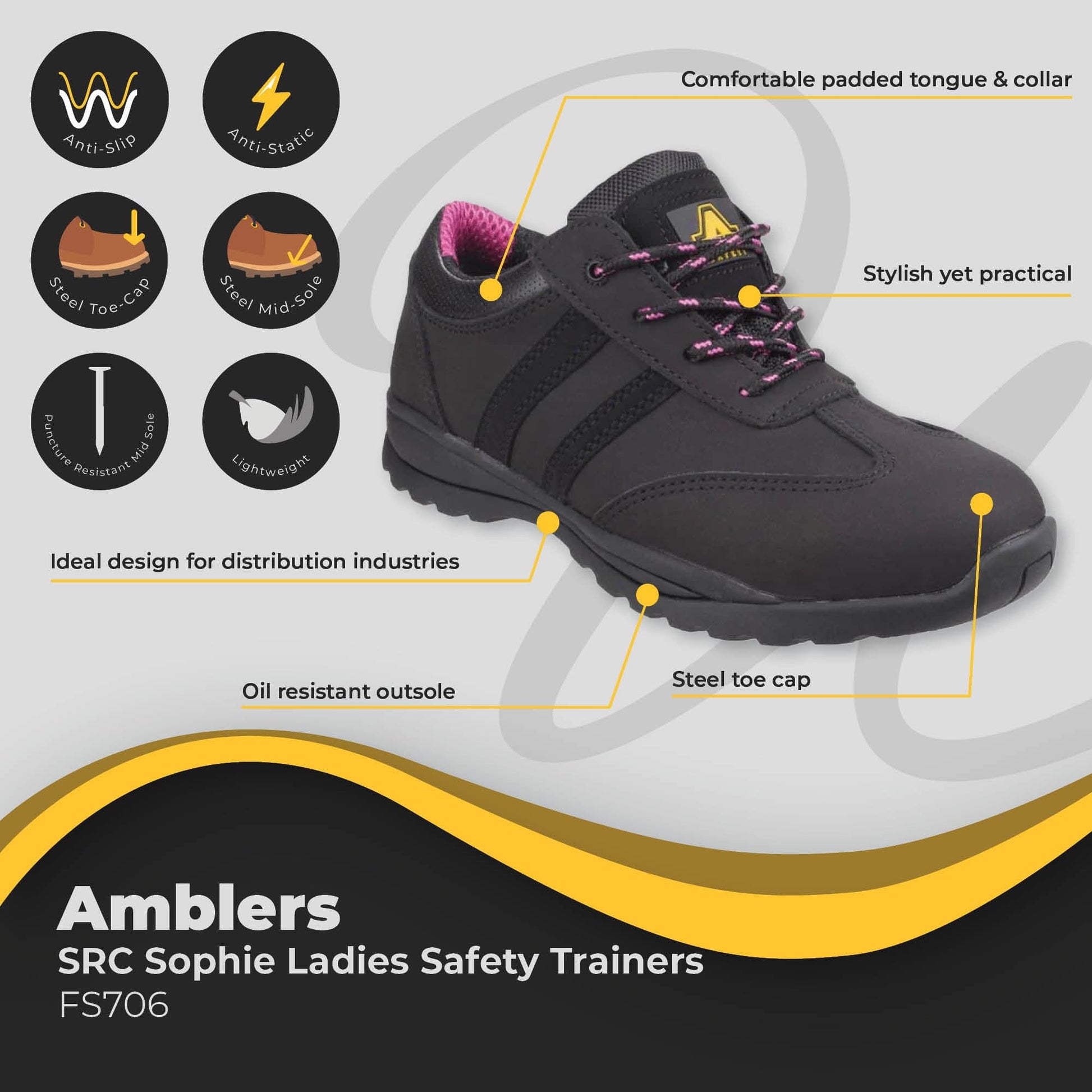 amblers sophie ladies safety trainers fs706