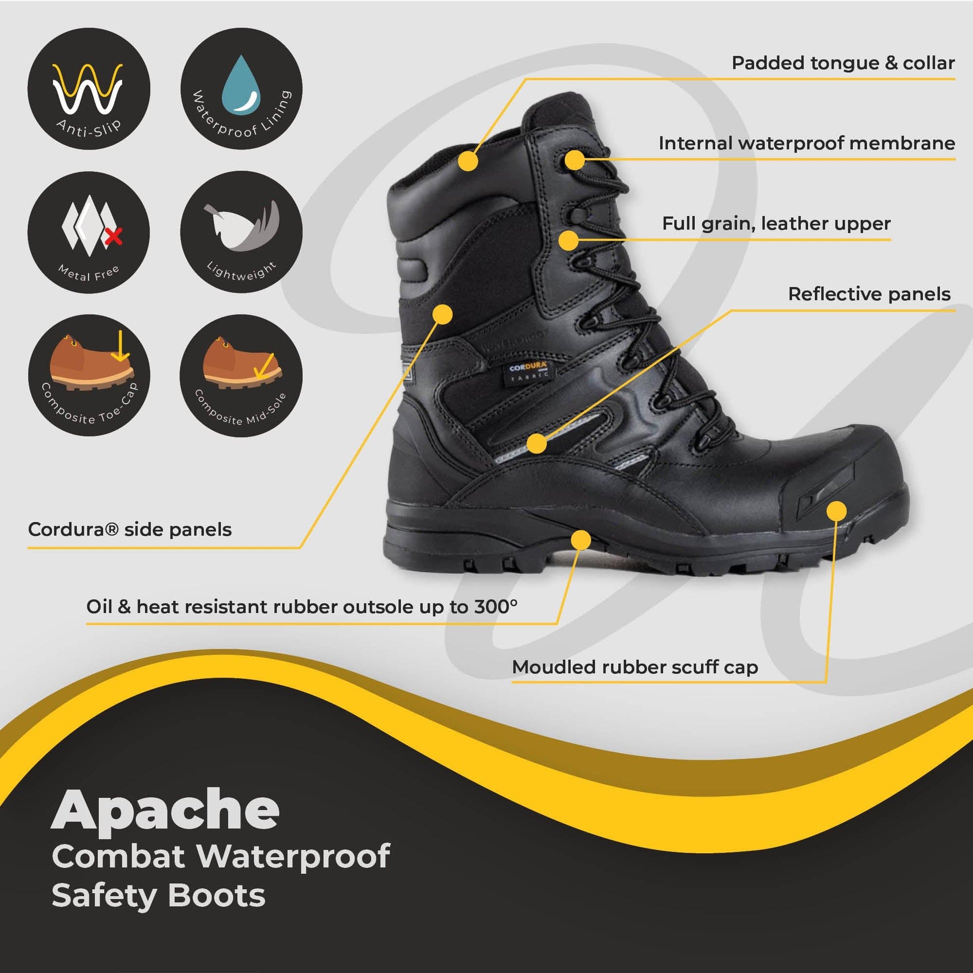apache combat waterproof safety boot dd212 bk 05